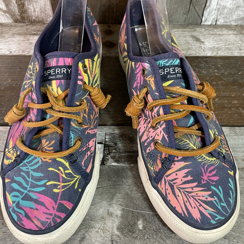 Sperry Topsider Sneaker Colorful Leaves Tropical